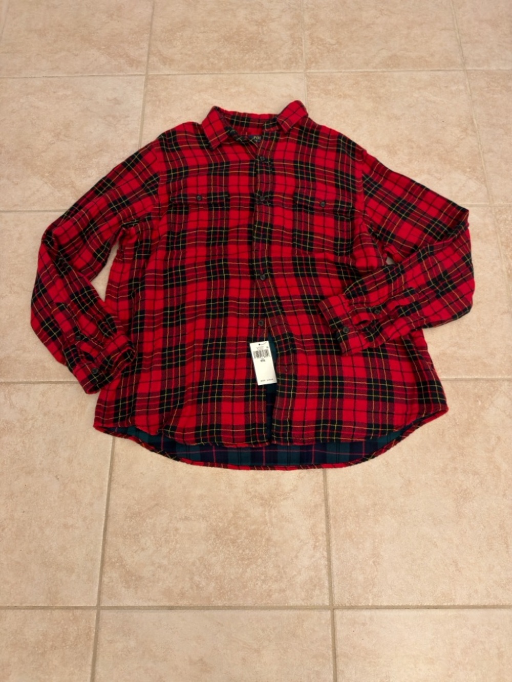 Polo by Ralph Lauren Red Black Plaid Cotton Button-Down Shirt
